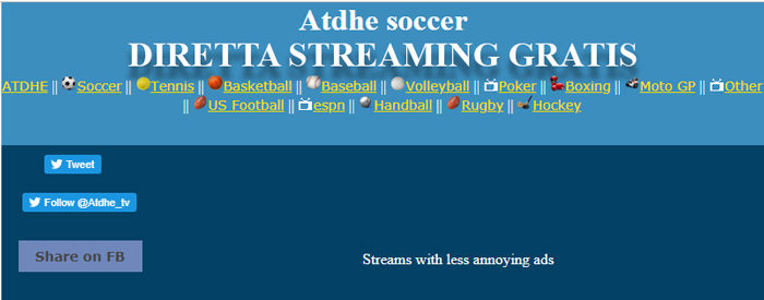 ATDHE NET TV Link diretta streaming sport partite di calcio